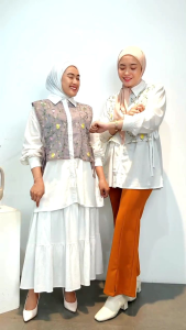 Kemeja Wanita Terbaru Kombi Vest Bordir Manik Pearl Mewah Elegant Oversize Jumbo