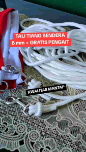 Tali tiang bendera 8mm 20 25 30 35 40 meter halus kuat GRATIS PENGAIT besi tali bendera upacara tali bendera