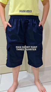 Plus Size Man Short Pant Three Quarter Pants Seluar Pendek Besar Casual Pocket Zip Pocket