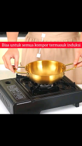 Panci Ramen Korea Stainless Gold Noodle 20cm Panci Ramyun Korea Premium Wajan Penggorengan Serbaguna 20cm