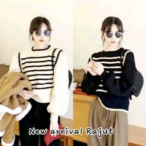 Sweter Rajut Premium Haruka - Baju Atasan Wanita Dewasa Tangan Balon Oversize Jumbo