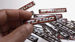 Stiker TURBO & D-TURBO: Stiker Timbul 3D Lentur Merchandise