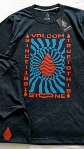Kaos Volcom Stone Tritone Navy 0190 T-shirt Distro Surfing Pria Lengan Pendek Oblong Motif Terbaru