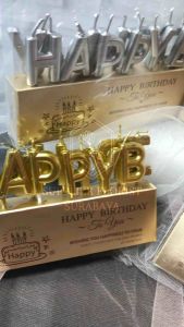 Lilin Tulisan Happy Birthday Gold Silver Ultah Ulang Tahun