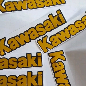 KAWASAKI STICKERS for motor kawasaki barako gold hologram/Size 1.4 x 6"inches.