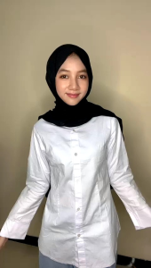 kemeja wanita kerja putih strecht/kemeja wanita kantor putih strecht