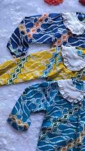 BLUS BATIK ANAK PEREMPUAN LENGAN PANJANG HIJAB RAINBOW KUNING BIRU TOSKA