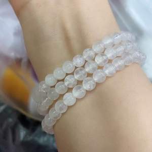 Vòng đá thạch anh trắng thiên nhiên 6li 108 hạt quấn tay 3 vòng(đeo cổ) bao kiểm định đá quý toàn quốc