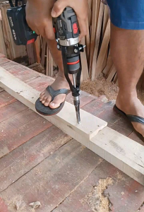 Adaptor Plat dudukan bor bobok pahat kayu + mata bor 10mm