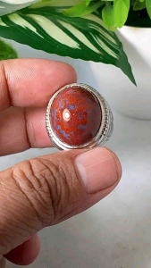 cincin batu akik motif totol merah antik realpic