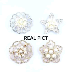 Bros Hijab Mutiara / Pashmina / Kebaya / Blazer / Model Bunga Tumpuk Cantik Mewah