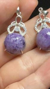 (Real Unit) Charoite Purple Pendant/ Silver Plated 天然紫龙晶银镀吊坠 Loket (S/n:3181045)