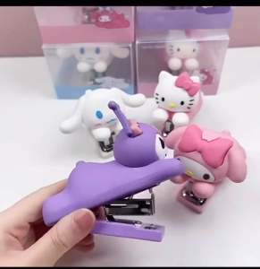 Sanrio Kuromi Melody Cinnamon Silicone Styling Stapler Cute Girl High-value Mini Stapler