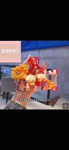【TERESA】A237 爆米花小熊钥匙扣 | Rantai Kunci Beruang Popcorn | Popcorn Bear Cartoon Keychain 可爱包包挂件