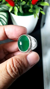 cincin batu akik hijau topaz keristal realpict