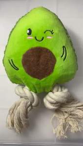 【PLAY TIME🐾】Avocado Dog Plush Toy – Cute | Plush & Rope Combo with Squeaker | Durable Tug & Chew Toy for Interactive Play & Cuddles | Tug Chew Fetch & Snuggle | Fruity Toy