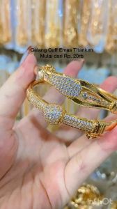 GELANG EMAS CUFF TERBARU 2 MODEL PERMATA GELANG TITANIUM DEWASA ANTI LUNTUR