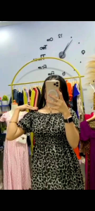 Baju Wanita Sabrina Dress Leopard & Daster Macan Viral