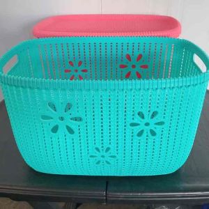 UniGlobal High Quality Knitted Oval Organizer Basket Space Saver Stackable With Lid