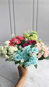 SFS - BUNGA MAWAR KECIL CABANG 5 1 CABANG 3 KEPALA TOTAL 15 KEPALA. BUNGA PALSU ARTIFICIAL FLOWER BUKET BUNGA