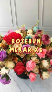 ROSE BUN MEKAR 1 TANGKAI CABANG 6 1 CABANG ISI 2KEPALA TOTAL 12 KEPALA BUNGA PALSU ARTIFICIAL FLOWER BUNGA MAINAN DIY FLORIST