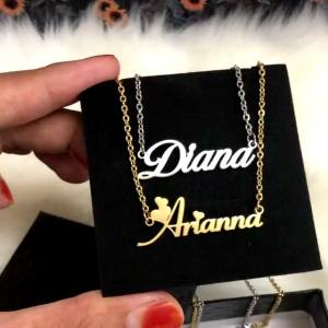 Kalung Liontin Nama Sendiri Titanium Anti Karat Lapis Emas 24K