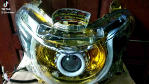 Reflektor mika lampu depan Yamaha Mio soul GT Xeon GT 115 125 kedok headlamp motif custom projie highlow sinar terang