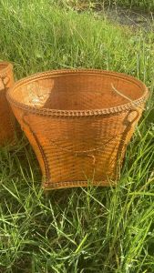 กระบุงสานแบบโบราณ กระบุงไม้ไผ่ถักขอบหวายงานละเอียด