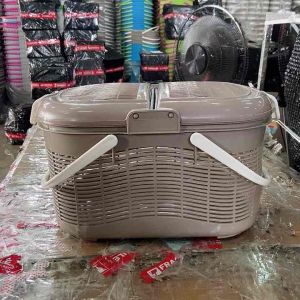 Unglobal Food Picnic Organizer Laundry Basket Storage Space Saver Plastic Basket With Cover