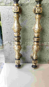 Gagang Pintu Rumah Set Kunci Kuningan Motif Barongsai Antik 41 cm 4 pcs