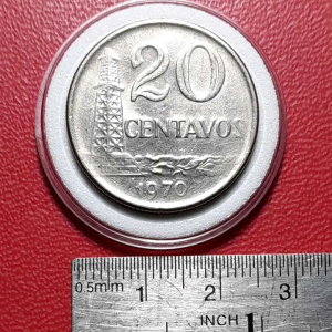 Koleksi koin kuno Brasil lawas 20 Centavos 1970
