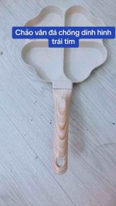 Khuôn chảo chiên rán vân đá chống dính 4 ngăn hình trái tim - Chảo chiên rán làm bánh 4 ngăn dùng được cho bếp từ
