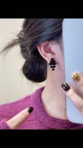 (Bebas beli 2 dapat bonus) A41 Anting model baru betuk berlian warna hitam cakep titanium mewat korea