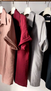 Amaris Korean loose blouse Shirt Atasan Wanita Vneck Premium Cotton