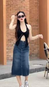 กระโปรงยีนส์ ผ่าหน้า ไม่ยืด งานสวยมากๆ เนื้อผ้าดี จะแมทกับเสื้อตัวไหนก็สวย สวย เก๋ เท่ห์ได้ทุกงาน ยาว  30-31 นิ้ว