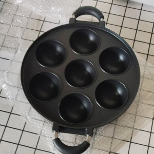 กระทะทอดขนมฝัก 7หลุม บัวจิ๋ว 28ซ.ม. (รูปแบบเป็นกระทะ หมองกว้าง 7cm, หนังสมกว้าง 7cm)