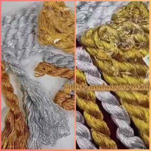 TALI SOUVENIR GOLD & SILVER / TALI HANGTAG METALIK / BENANG SOUVENIR EMAS & PERAK / HANG TAG SERBAGUNA / BENANG PERAK DAN EMAS / STRAP HANG TAG GOLD SILVER / TSG8355