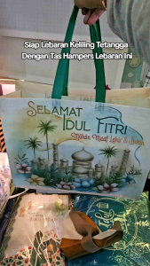 IVSHOP - Goodie Bag Tas Lebaran Idul Fitri Tebal Tapak Bawah Full Jahit Size 30x40x15 Rekat / Goodie Bag Lebaran Press Tas Hantaran Tas Bingkisan Kantong Belanja Tas Kain Hampers Lebaran