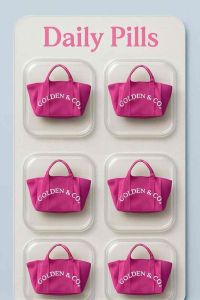 กระเป๋าผ้าแคนวาส Tote bag สีชมพู Golden & Co.