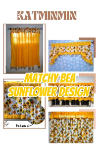 2 Bea Sunflower Matchy Matchy Design Curtain & MSP Valance for Single Window & Double Panel Door