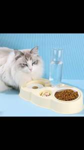 P17 |Pet EQUIPMENT| Double Bowl Automatic Drinking Cat Bowl Pet Supplies Combination Feeding Water Feeder