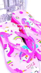 Sandal Wedges Anak Unicorn Pink Cute