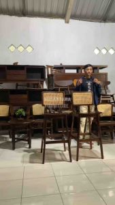 Kursi Bar Jati Minimalis Kombinasi Rotan Produksi Mebel Jepara