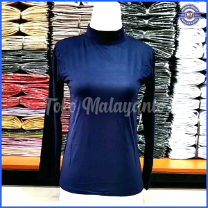 Baju Manset Lengan Panjang Wanita Kerah Shanghai Turtle Neck Polos Dalaman Perempuan Hitam Putih Warna Kulit Bahan Rayon Spandek Kaos Daleman Cewe Hijab Dewasa Anak Tangan Pendek Mangset Atasan Cewek Jumbo Big Size LD 120 140 Mande Katun Premium UV Leher