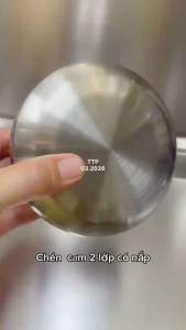 Chén cơm 2 lớp có nắp inox 304/ Chén Cơm Inox 304 Phong Cách Hàn Quốc