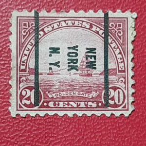 Prangko USA lawas Koleksi kuno 20 Cents Golden Gate Tahun 1923 USED