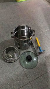 DANDANG BAKSO MINI 20cm FULL STAINLES TUTUP KACA CENTONG CAPIT