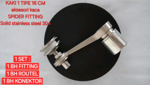 SPIDER FITTING TIPE 16 CM KAKI 1 BRAKET KONEKTOR JEPIT KACA CURTAIN WALL STAINLESS STEEL 304