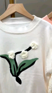 ●ECLAIRE● 043 Blouse Rajut Knit Kombi Silky Longsleeves Lengan Panjang Bunga Flower Floral Korea Kasual Arali Import