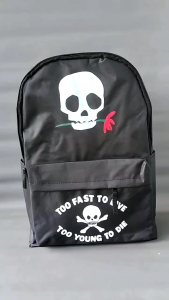 Naufal.storebag Tas Distro terbaru 2025 motif Tengkorak bunga-Tas Ransel backapck sekolah kerja